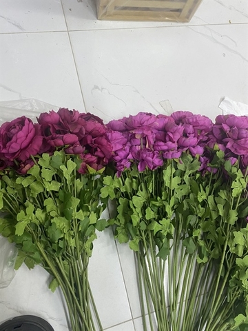 Cành hoa mẫu đơn 3 bông Hồng tím nhạt