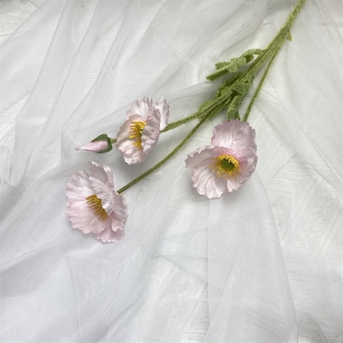 Cành hoa anh túc 60cm màu HỒNG PHẤN