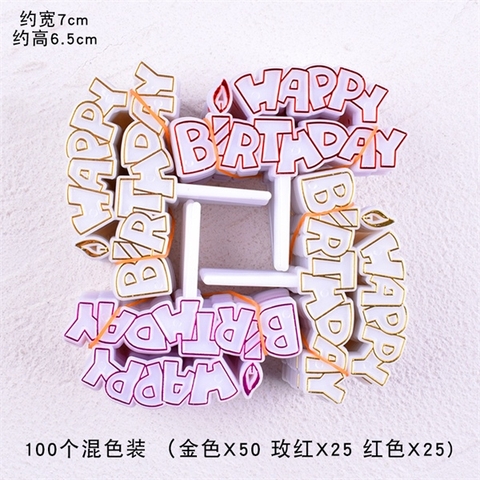 Set 100 chữ HPBD nhựa mix màu mã CHỮ IN + NẾN M3