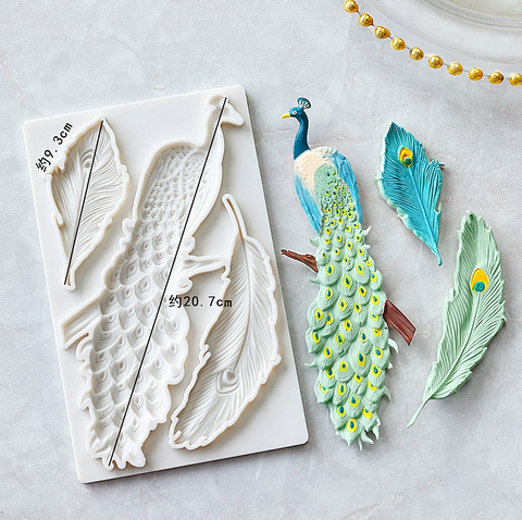 Khuôn F silicon con công+ lông công