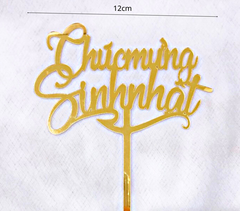 Topper mica Chúc mừng sinh nhật chữ nhỏ