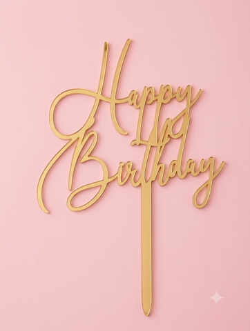 Topper mica HPBD chữ H dài vàng