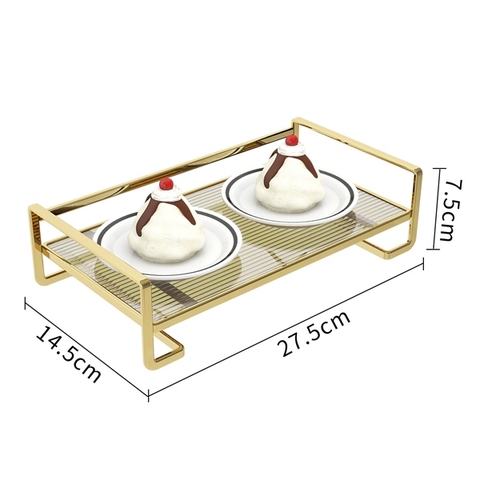 Cakestand kệ trong khung mạ vàng CHỮ NHẬT 1 tầng