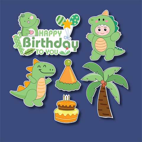 Set que giấy HPBD em bé khủng long (combo2)