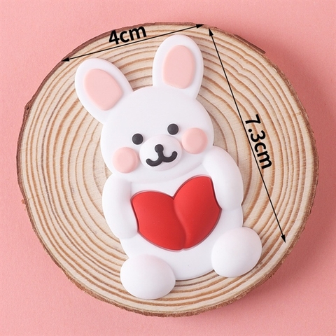 Kute THỎ TRẮNG NGỒI ôm tim NHỰA DẺO 4*7CM
