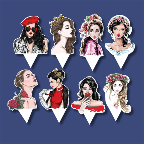 Set que giấy PN-tag 8 cô gái sành điệu(combo 2)