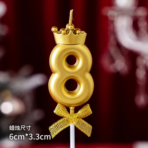 Set 10 nến số vương miện vàng số 8