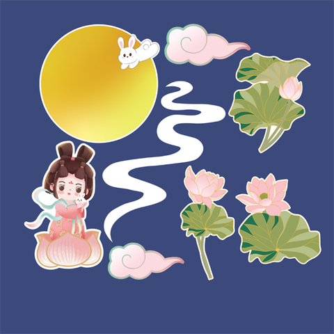 Set que giấy TT - Thỏ trăng tiên nữ sen hồng (combo 2 set)