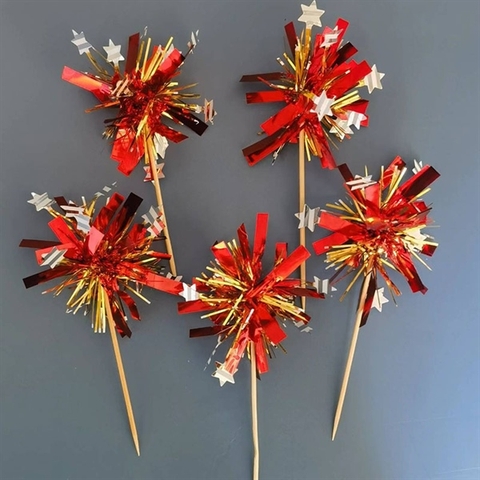 Set 5 que TUA RUA lấp lánh ĐỎ + VÀNG + TRẮNG