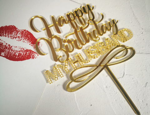 Topper mica HPBD My Husband vàng