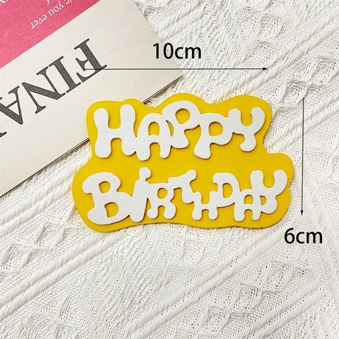 Que cắm XỐP chữ HPBD nền VÀNG chữ TRẮNG