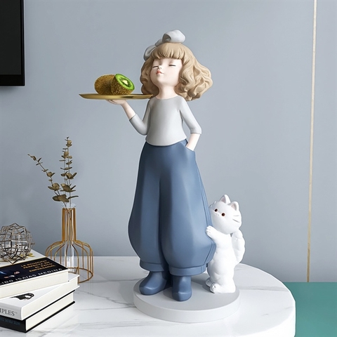 Cô gái Châu Âu tóc vàng màu XANH blue 45cm