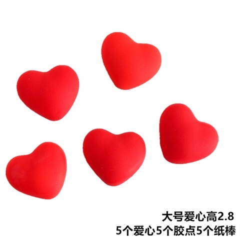 Set que cắm 5 tim nhựa ĐỎ Nhỏ