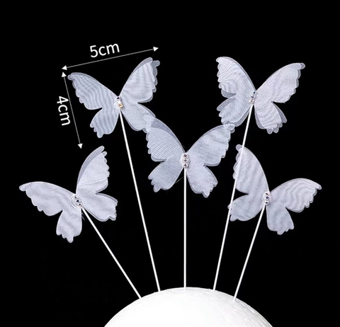 SET 5 Bướm voan trắng đính đá 2 LỚP size TO 12K