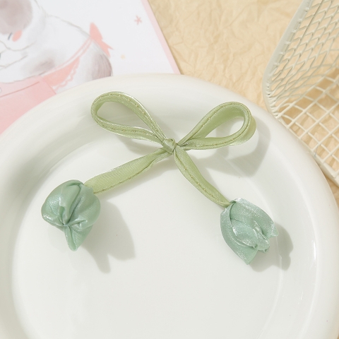 Dây hoa tuylip vải làm nơ màu xanh mint