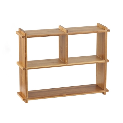 Kệ gỗ tre chữ nhật 3 ngăn 32*25*8cm