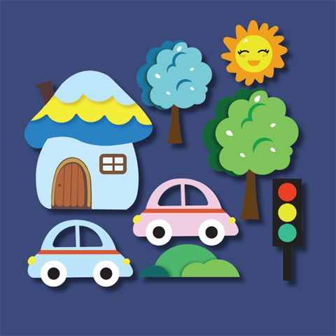 Set que giấy-Nhà nấm oto cây XANH (combo 2)