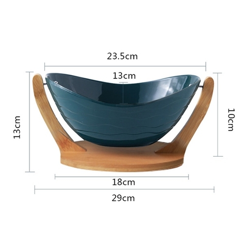Khay hoa quả XANH đế gỗ dáng võng size bé