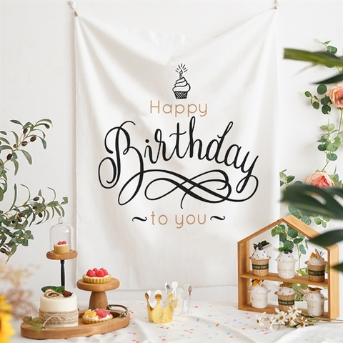 Phông Birthday nền trắng hoạ tiết 150x130cm - mẫu 8