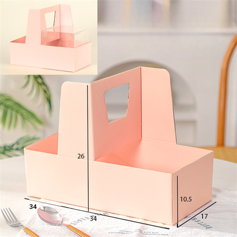 Set 5 Hộp chia ngăn kèm HỘP MICA 16*16*15cm màu HỒNG