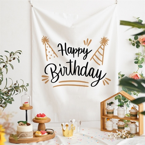 Phông Birthday nền trắng hoạ tiết 150x130cm - mẫu 7