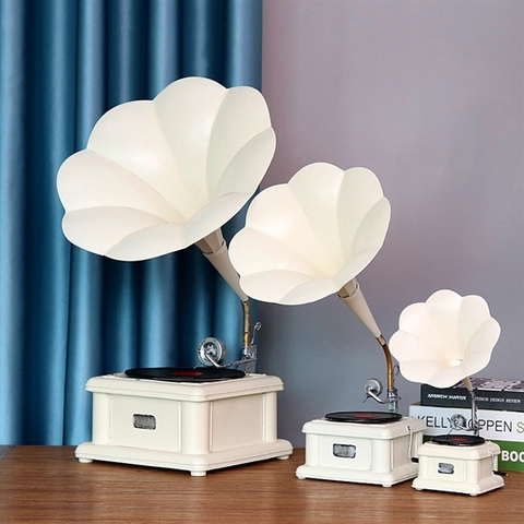 Loa cổ decor đĩa than TRẮNG size đại 70*28*40,5cm