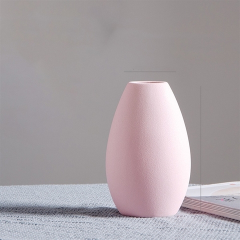 BH17- Bình hoa màu hồng dẹt 9*14cm