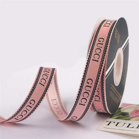 RB GUCCI màu HỒNG ĐẬM CHỮ ĐEN 2CM*40m