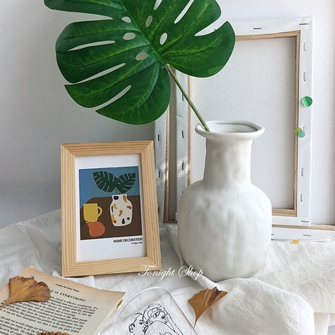 Bình decor men sần trắng ngà (bình cổ lọ trơn 19cm)