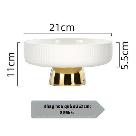 Khay mứt sứ Bắc Âu màu TRẮNG size 21cm