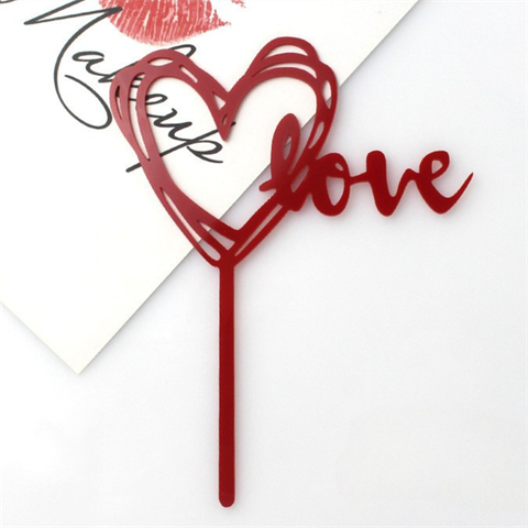 Topper mica trái tim love đỏ