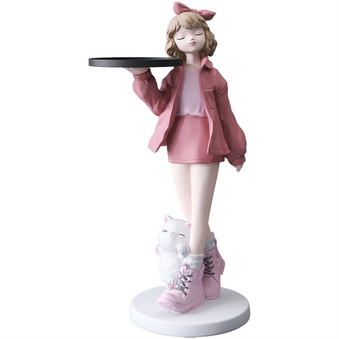Thiếu nữ áo KHOÁC HỒNG bê đĩa size 75cm