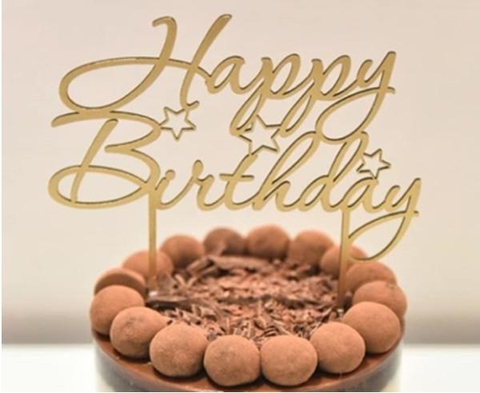 Topper mica HPBD 3 sao VÀNG (Chiếc)