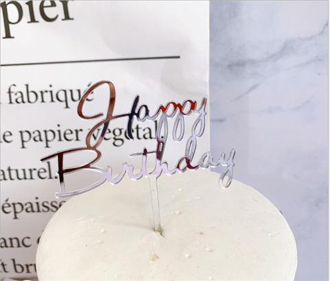 Topper mica HPBD BẠC chữ HB to