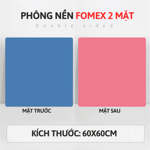 Tấm phông nền fomex hai mặt 60*60cm - XANH (nhám) + HỒNG