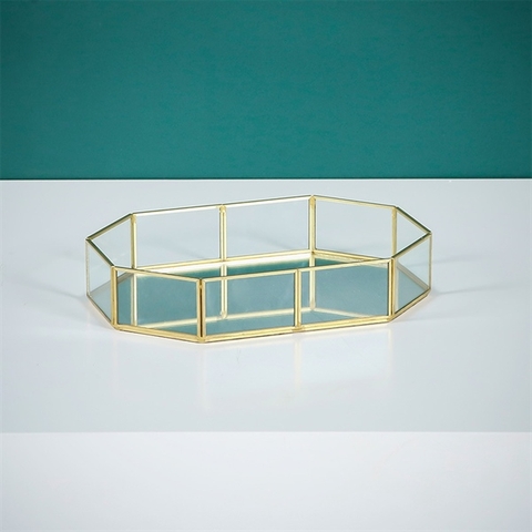 LẺ (BT 6108): Cakestand gương viền kính đa giác