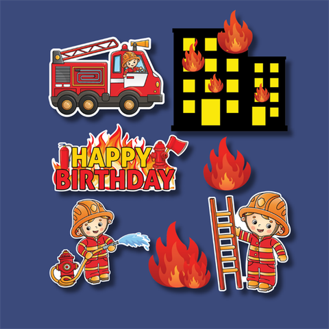 Set que giấy - HPBD cứu hoả + tòa nhà(combo2)