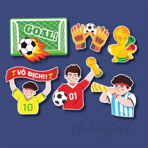 Set que giấy Bóng đá Vô địch + cup Vàng (combo2)