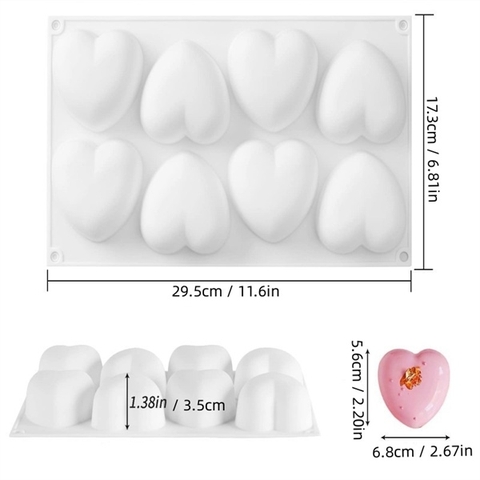 Khuôn 8 tim tròn BÉO mã mới 6.8*5.6*3.5CM