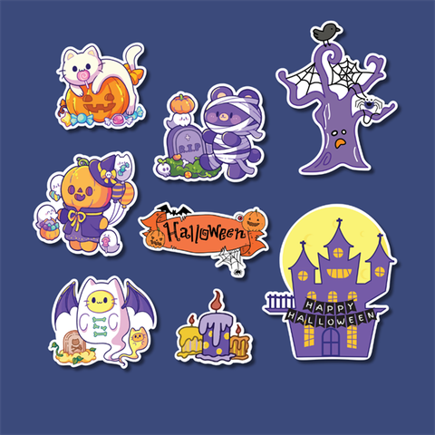 Set que giấy HLW - Happy HLW Nhà trăng tím