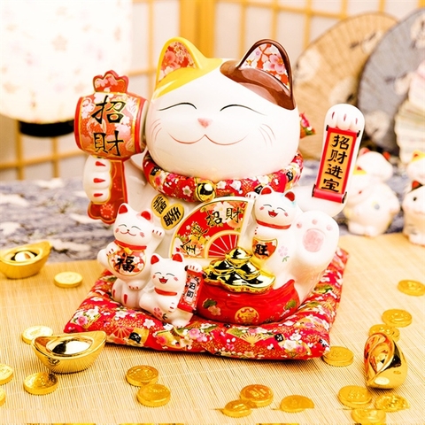 Mèo Thần Tài vẫy tay 29*29cm - cầm trống quẩy