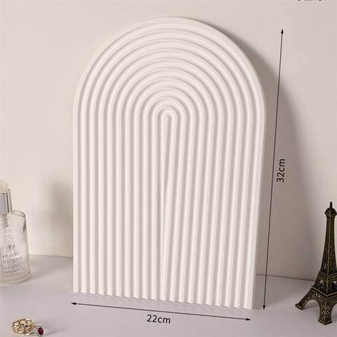 Khay cầu vồng thạch cao to trắng sứ 32*22cm