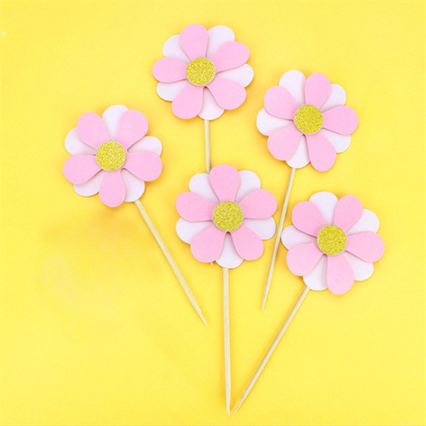 Que cắm giấy hoa hồng (bịch 5 que)