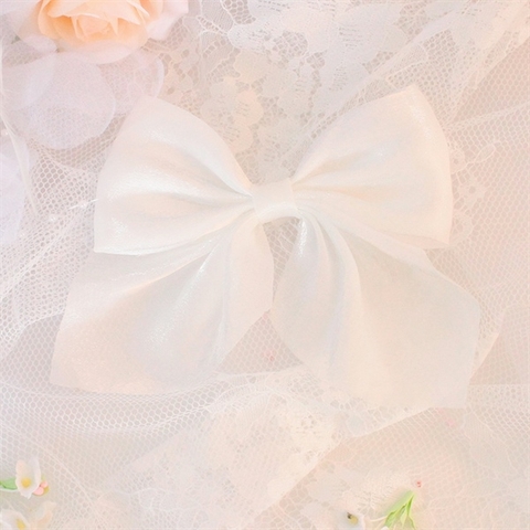 Que cắm Nơ voan ánh nhũ màu TRẮNG