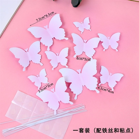 Set 10 bướm giấy HỒNG PHAI to nhỏ