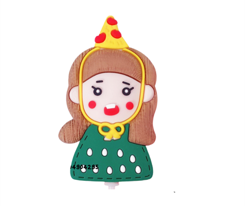 Que SLC kute bé gái mũ chấm bi vàng áo xanh lá