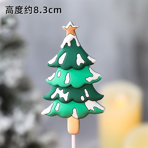 MC - Que kute nhựa Cây thông 3D tuyết trắng NHỌN - 8.5cm