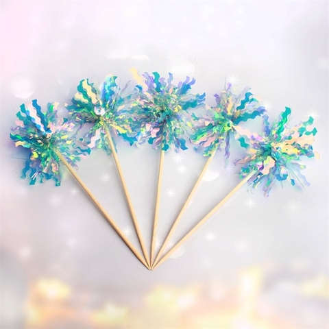 Set 5 Que cắm tua rua lấp lánh XANH SIZE TO