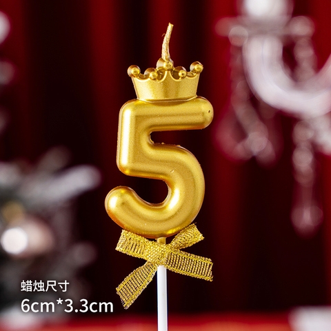 Set 10 nến số vương miện vàng số 5