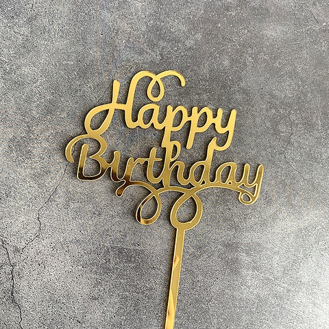 Topper mica HPBD xoắn trên vàng
